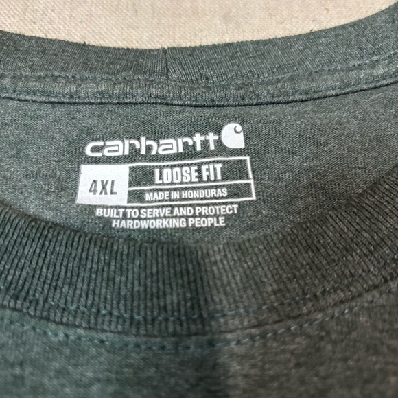 Carhartt Shirt Mens Sz 4XL Green Loose Fit Heavyweight Long Sleeve Pocket Tee - Picture 4 of 6